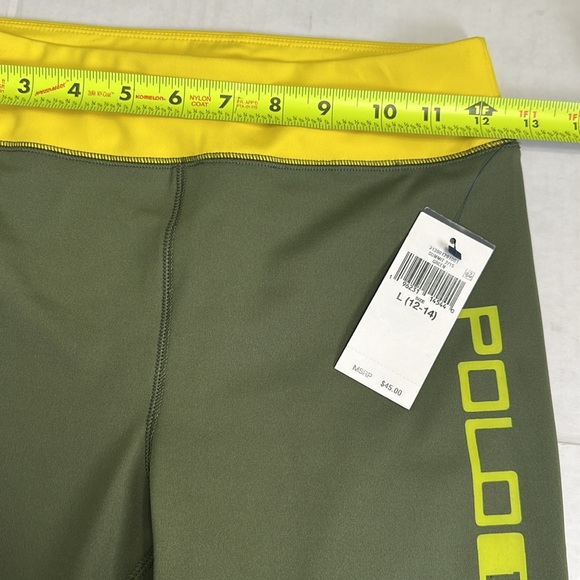 Polo Ralph Lauren Kids NWT Biker Shorts Green Yellow Size Large 12/14 Unisex - Picture 5 of 7